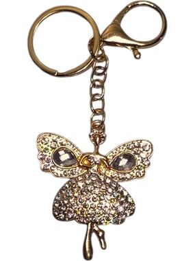 Gold Crystal Ballerina Keychain Charm - Women Jewelry